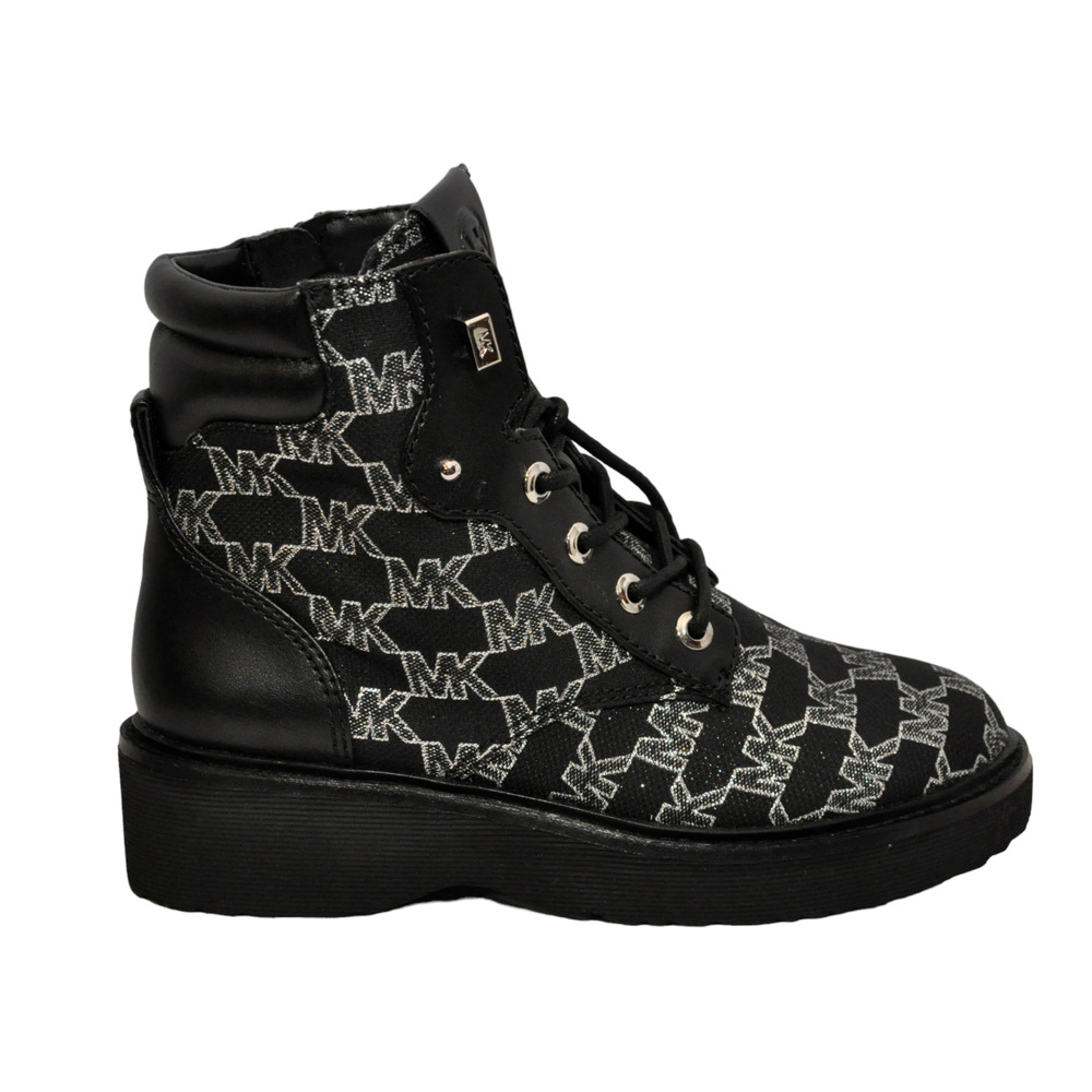 Michael Kors Trudy MK Signature Outline Jacquard Lace Up Boot Black Nib - Picture 2 of 5